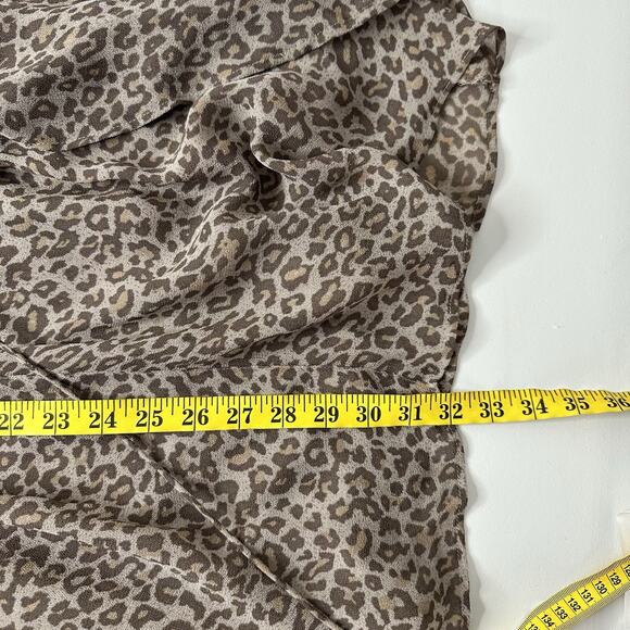 Wrap London Skirt Womens 10 Beige Animal Print Zip Layered Flowy Viscose Midi - Picture 12 of 14